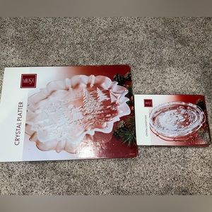 Mikasa crystal platter and candy dish in new condition